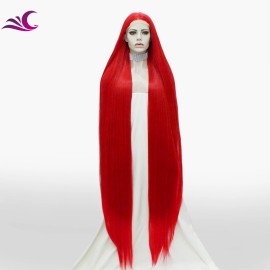 Celebrity Super Long 65 Inch 170CM 900G Futura Fiber Straight Red Hair Wigs Synthetic Lace Front Wig for Partycolor: NH1-CW001-raise, Stretched Length: 65 inches