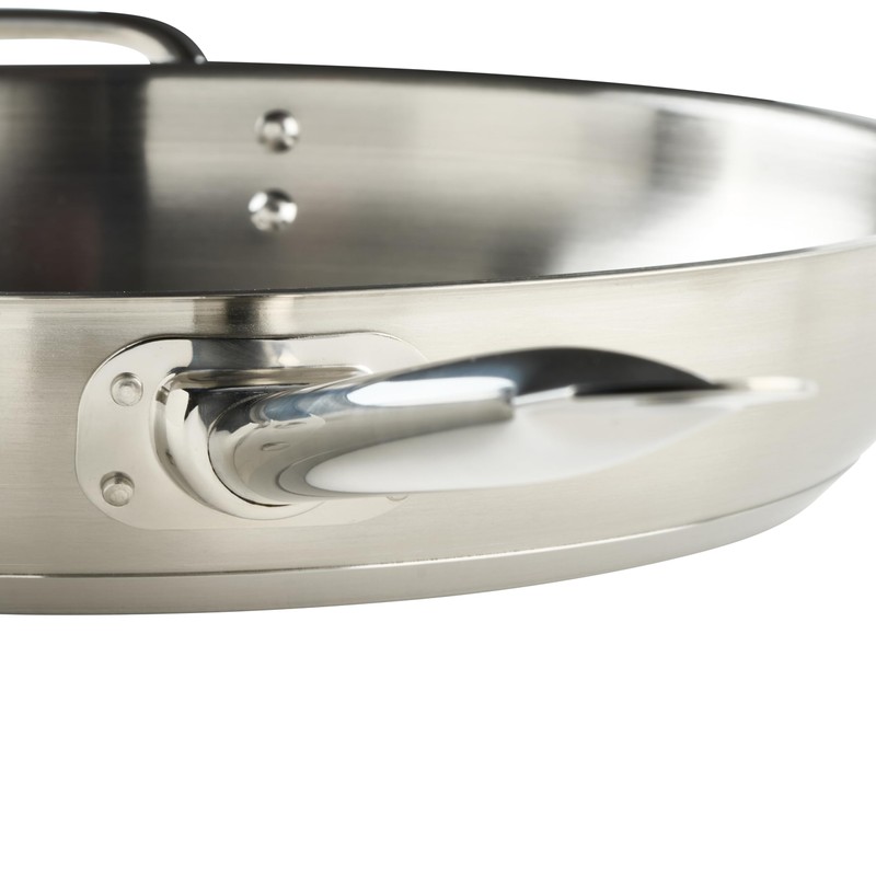 Winco Commercial-Grade Stainless Steel Fry Pan with Helper Handle, Natural