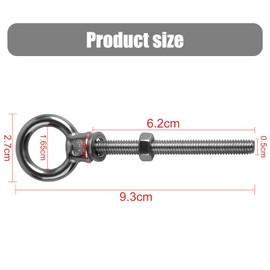 LALAGO Pack of 12 Eye Bolts | Eye Bolt M6 x 60 mm | Eye Bolts M6 | Eye Bolt 304 Stainless Steel | Screw Hook Eye Bolts M6