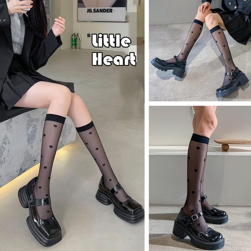 Getrays Women's High Socks, 3-Pair Set, Sheer, Breathable, Sheer Socks