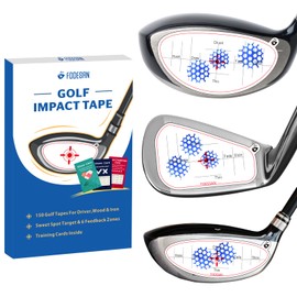 FODESAN Golf Impact Tape, 150 Club Face Impact Stickers for Drivers, Irons and Woods with 5 Training Sheets - Instant Swing Feedback, Tear-Resistant, No Residue - Right-Handed (RH)