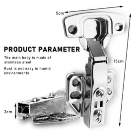 Pack of 4 Hinges for Cabinet Doors, Cupboard Hinge, Kitchen Cabinet Hinges, Stainless Steel Cabinet Door Hinge with 24 Screws, Hinge Repair Kit for Cabinet, Furniture, Cabinet Door