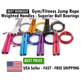 Unbranded GYM CROSS FITNESS JUMP ROPE - WEIGHTED NON-SLIP HANDLE - IMPORTED STEEL BEARINGS - Gold