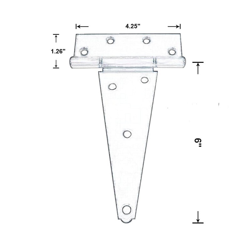 QCAA Stainless Steel Extra Heavy Tee Hinge, 6" x 2.5mm,
