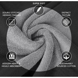 YRALY Luxury Hand Towels for Bathroom Set of 4 (16 x 28 Inch) Soft & Absorbent 600GSM Ring Spun Cotton Hand Towel Sets for Bathroom, Gym, Hotel and Spa - Viscose Stripe