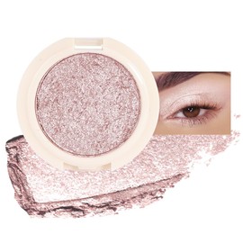 Eyeshadow Single Glitter, High-Pigment Monochrome Eye Shadow Pressed Powder, Everyday Velvety Silky Eye Makeup Looks, Professional Long-Lasting Waterproof Single Eyeshadow Palette, Rose Gold 05
