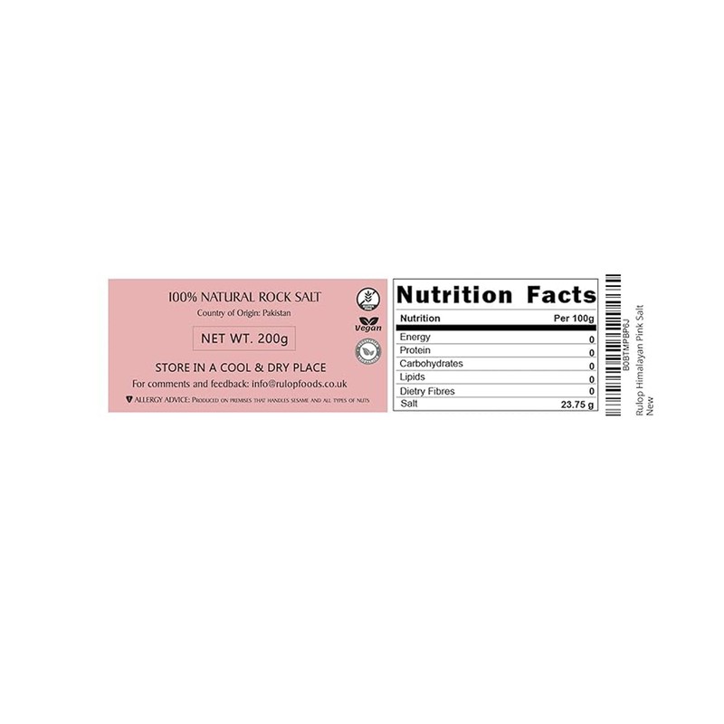 Rulop Himalayan Pink Fine Salt 200g, Vegan Himalayan Rock Salt,