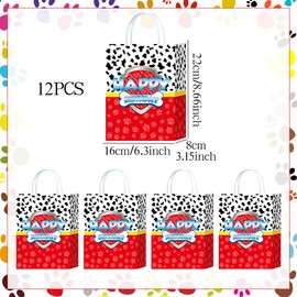 BACH AND BOUJEE Boys Birthday Decoration Paws Party Favors Bags with Handles Present Treat Goodies Bags Boys Girls Birthday Party Baby Shower Supplies