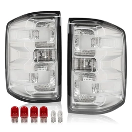 DOTCOM Tail Lights Assembly Rear Brake Lamps w/Bulbs,Fit For 2016 2017 2018 2019 Chevy Silverado 1500 2500 HD/GMC Sierra 3500 HD with Dually Wheels, GM2800293,GM2801293 Clear Lens Luces traseras