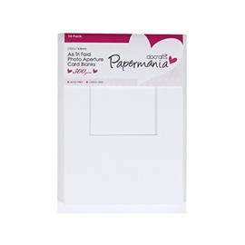 Papermania A6 300 GSM Tri Fold Window Photo Aperture Cards and Envelopes, Pack of 10, White, 14.8 cmX10.5 cm