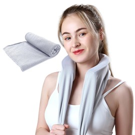 samply Ice-Filled Neck Cooler with Cooling Towel, Silent Non-Gel Ice Pack for Muscle Soreness,Cervical Pain Support, Cold Compress Therapy for Sports, Travel, Ideal for Hot Weather, Light Gray