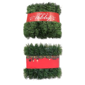 16 Foot Green Christmas Garland Non-Lit Soft Winter Artificial DIY Garland for Outdoor Indoor Use Garden Wedding Party Decorations