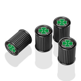 Acespeed 4Pcs Cartoon Metal Car Wheel Tire Valve Stem Cover Auto Valve Stem Caps Tire Valve Stem Caps with Four-Leaf Clover Air Valve Caps Suit for Most Car Truck SUV Wheel Accessories（Black）