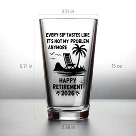 CASUVEA Funny Retirement Gifts For Men 2026, Retirement 2026 Beer Glass, Coworker Leaving, Goodbye Gift, Retirement Gift For Dad, Grandpa, Coworkers, Friends