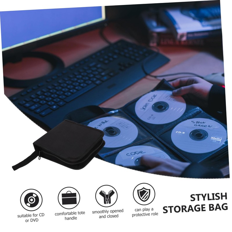 OHPHCALL Portable CD Case Holder Capacity Zipper Storage Bag for