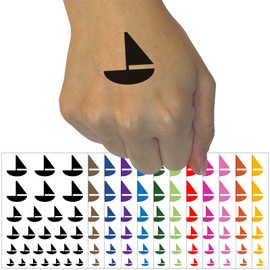 Sail Boat Solid Temporary Tattoo Water Resistant Fake Body Art Set Collection - Dark Blue (One Sheet)