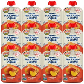 Earth's Best Organic Fruit + Veggie Puree Peach, Mango + Squash Pouch, 3.5oz (Pack of 12)