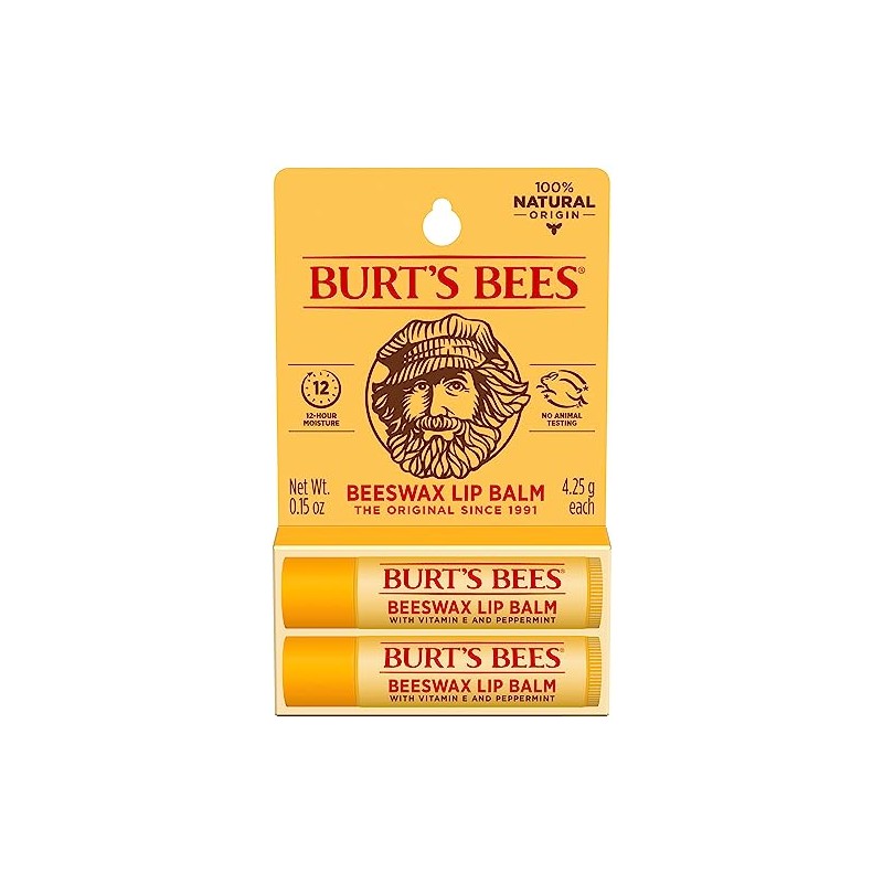Burt's Bees 100% Natural Moisturizing Lip Balm, Original Beeswax with
