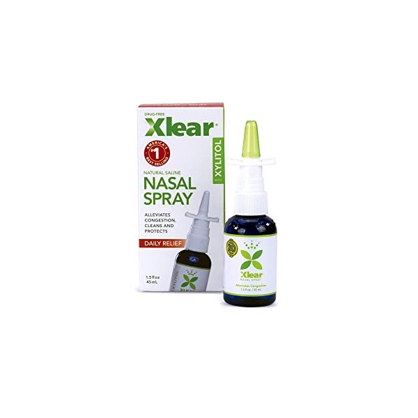 Xlear Nasal Spray, Natural Saline Nasal Spray with Xylitol, Nose Moisturizer for Kids and Adults, 1.5 fl oz (Pack of 2)