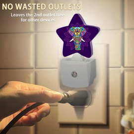Boho Purple Hippie Elephant Night Lights Plug in Wall Lamp Smart Dusk to Dawn Sensor for Home Decorative,Kids Room Bedroom Bathroom Kitchen Hallway Gifts