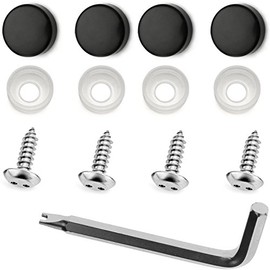 LFParts Stainless Steel Rust Resistant License Plate Frame Security Anti-Theft Screws Fasteners (M5x16mm Self-Tapping, Black Caps)