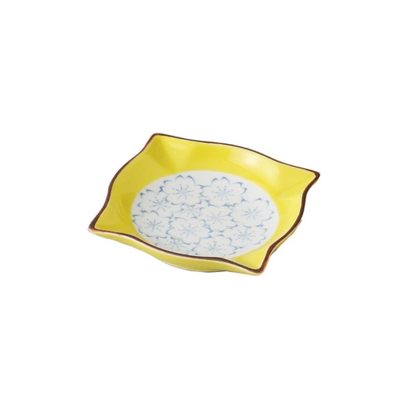 Hasami ware Yellow Sakura Corners 小皿 68565 