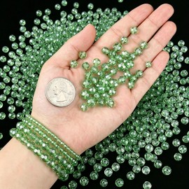 1000Pcs 4/6/8/10mm Apple Green AB Glass Crystal Beads Faceted Bulk
