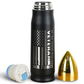 qchdln 17 OZ Veteran Bullet Tumbler with Lid - Ideal Gifts for Men Father's Day, Birthday, Veterans Day, Christmas - Perfect for Air Force, Navy, Army, Military & Veterans Cup