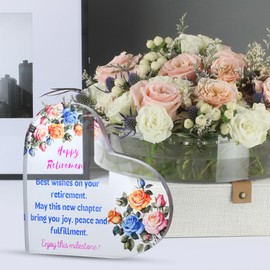 SYTTS Retirement Gifts, Heart Shaped Acrylic Plaque, Retirement Gift for Woman, Retirement Gifts for Men, Ideal Gifts for Coworkers, retirement party decorations, 5.5" x 5.5"