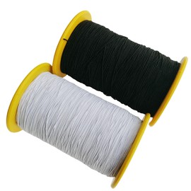 Looconi 2 Rolls 0.5mm Elastic Cord Beading Threads Stretch String Fabric Crafting Cords for Jewelry Making White and Black