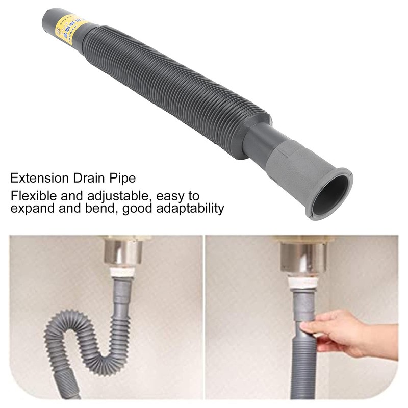 Sink Drain Pipe, Extension Flexible Plastic Angle Drain Pipe Exhaust