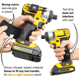 Spider Tool Holster - Expansion Set - Elastic Tool Grip + 2 Adhesive Tool Tabs for Carrying a Power Drill, Driver, Multi Tool, Tape Measure, Hammer, Pneumatic and More from a Spider Tool Holster!