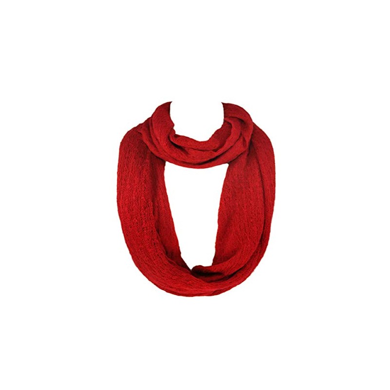 TrendsBlue Premium Solid Color Knit Infinity Circle Scarf, Burgundy
