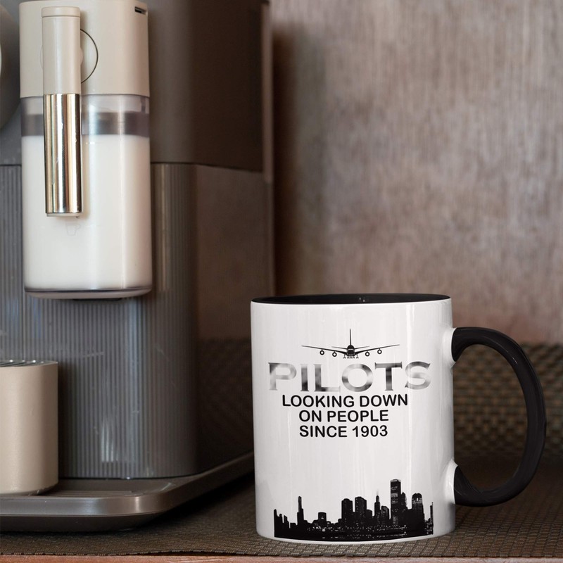 Unique Airplane Pilot Mug - Aviation Gift - Two Tone