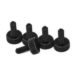 PrecisionGeek M4 x 10mm Flat Knurled Aluminium Thumb Screws (Set of 5)(Black)