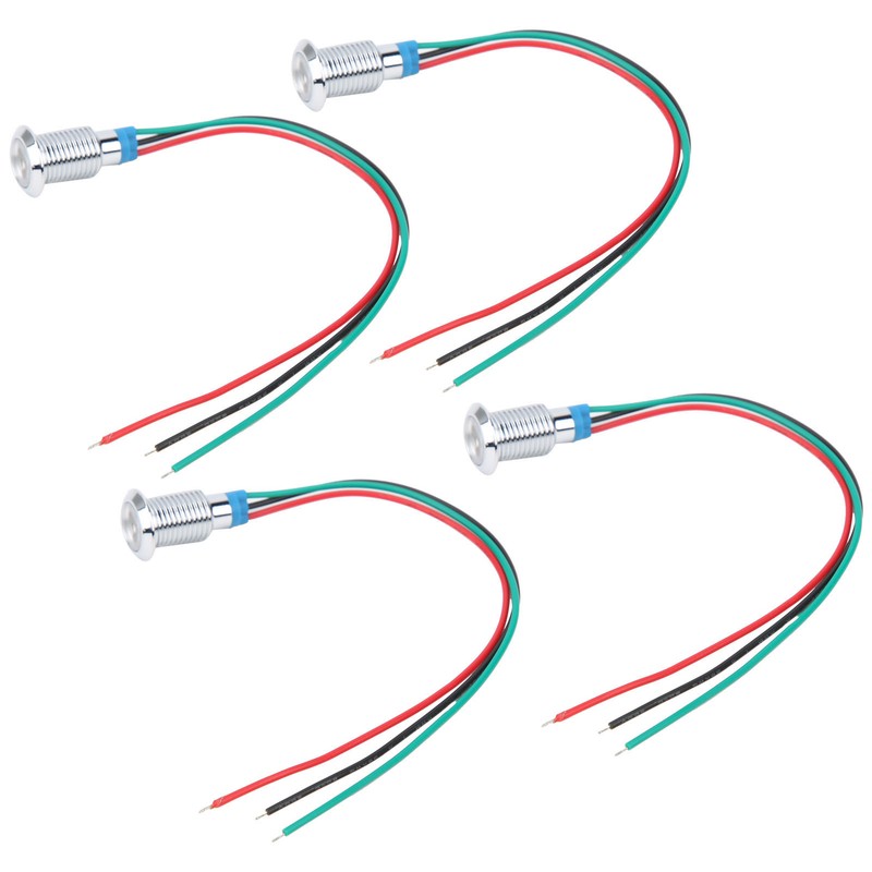 4 Sets PreWired Round LEDs Waterproof Dustproof 2-Color Common Cathode