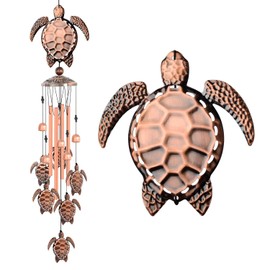 Turtle Wind Chimes for Outside,39 inch Length Memorial Sea Turtle Wind Chime with 4 Large Aluminum Tubes & S Hook,Indoor Outdoor Decor Hanging Wind Catcher Bell for Home,Garden,Patio,Backyard,Porch