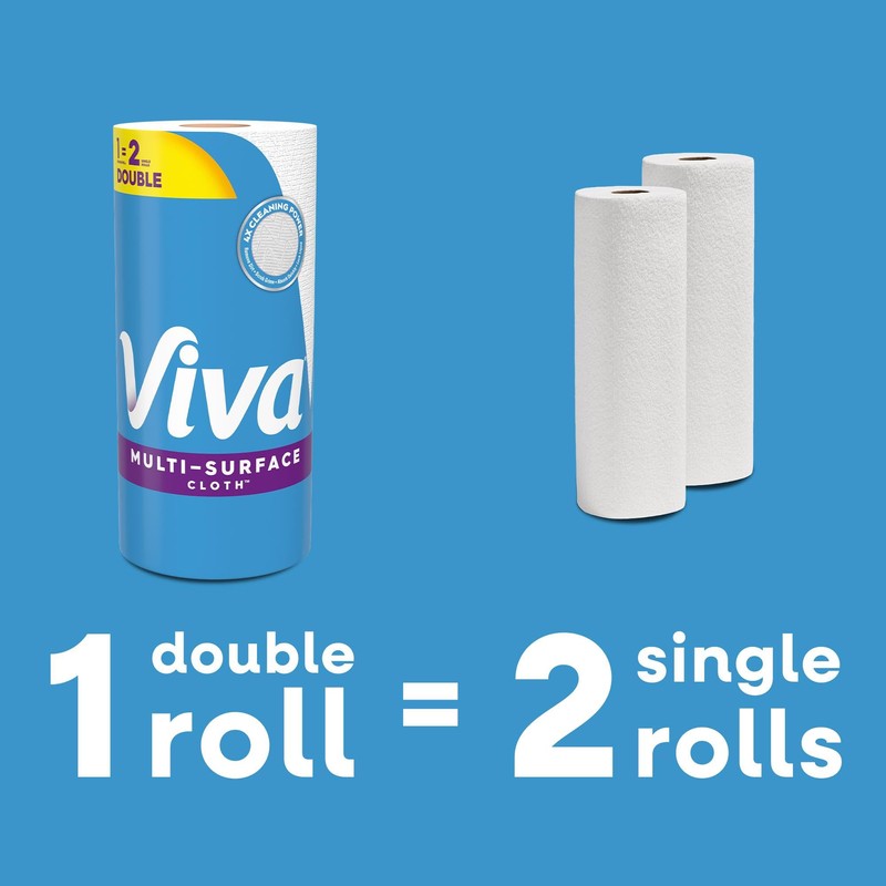 Viva Multi-Surface Cloth Paper Towels, Choose-A-Sheet Size, 3 Double Rolls,
