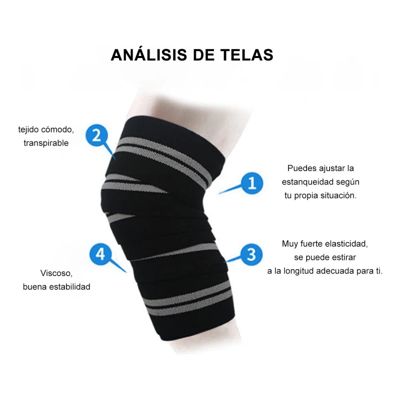 1 Par Vendas Para Rodilla Knee Wraps Elastica Rodilleras Gym