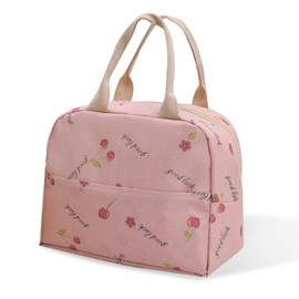 KASESSS Cool Bag Small Cherry, Lunch Bag Women's Portable, Lunch Bag Children, Lunch Bag Oxford Cloth, Lunch Bag Adult for School Office Work Picnic Travel (Pink)