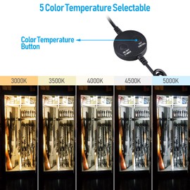 TORCHSTAR LED Safe Lighting Kit 5CCT, Dimmable (6) 12 Inch Linkable Light Bars, 3000K/3500K/4000K/4500K/5000K Selectable, 900LM Safe Light Kit for Under Cabinet Gun Safe Closet, UL Power Adapter