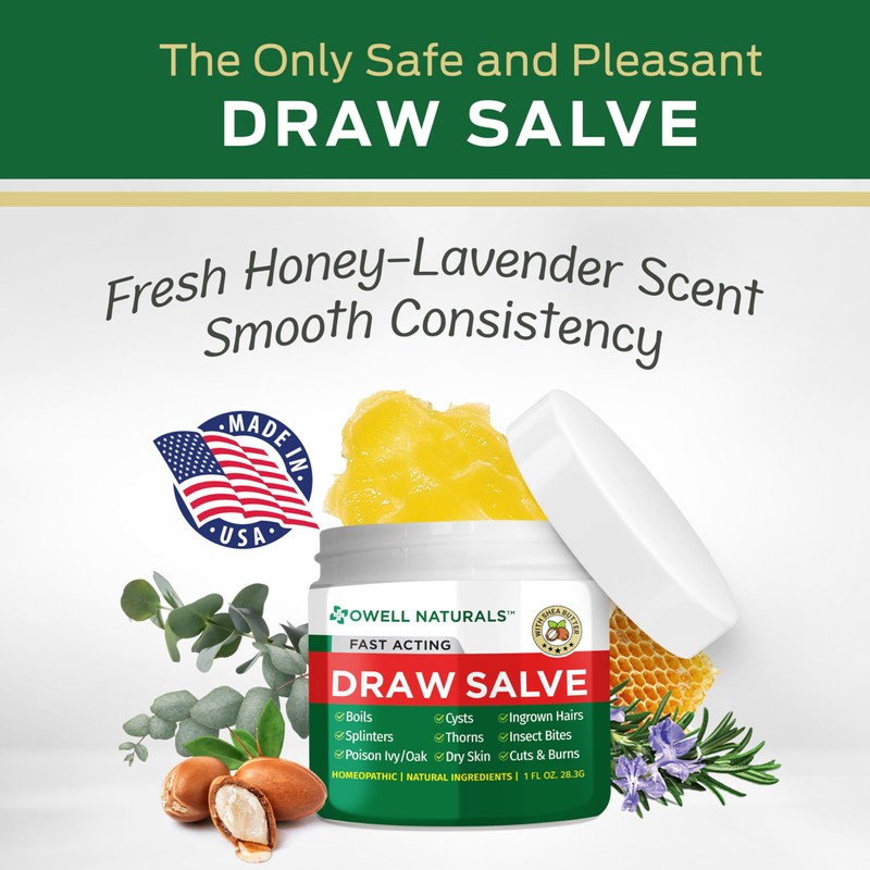 Owell Naturals Drawing Salve Ointment with Pure Shea Butter, for