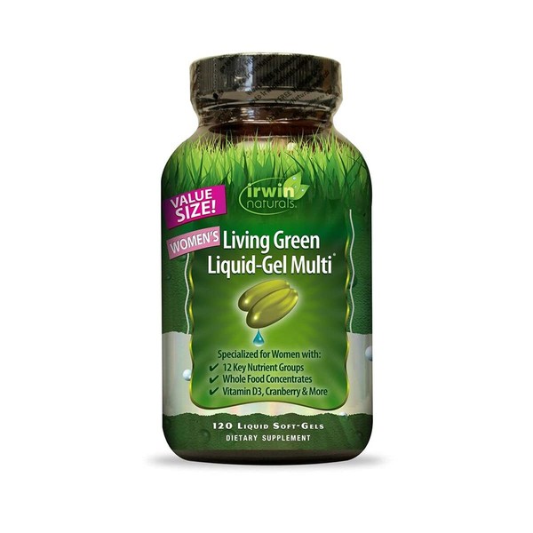 Irwin Naturals Women's Living Green Liquid-Gel Multi Vitamin - 70 Essential Nutrients, Vitamins, Wholefood Blend - Targeted Support - 120 Liquid Softgels