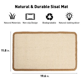 FUKUMARU Cat Scratching Mat, Natural Cat Scratching Boards Sisal Scratching Mat 50 x 30 cm, Durable Cat Furniture Doormat Sisal Mat Scratching Pads for Cats, Beige