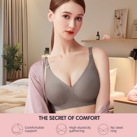 Nursing Bras for Breastfeeding ， Ultra Comfort Maternity Bra，Wireless Pregnancy Bras with Extra Bra Extender Black
