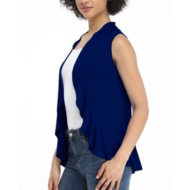 Xeoxarel Cárdigan sin mangas para mujer con frente abierto, Azul marino, XXL