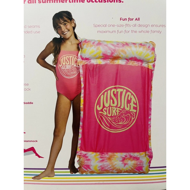 Justice Inflatable Mesh Pool Float Converts to Chair, Drifter, Saddle