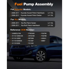 VANBOL Electric Fuel Pump Assembly Compatible with Kia Rio Rio5 Hyundai Accent 2006 2007 2008 2009 2010 2011 L4 1.6L GAS Replace E8730M 311101G500 VANBOL0194 with Sending Unit O-ring