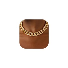 FOCALOOK Chunky Gold Choker Necklace for Women, 18 Inch 23 mm Thick Miami Cuban Link Chain Trendy Statement Necklaces Lighweight Punk Hip Hop Jewelry
