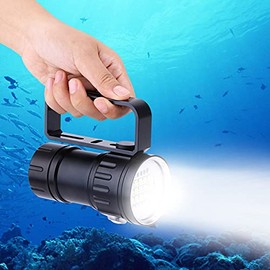 Linterna de Buceo, 180W 18000 Lumen IPX8 Equipo de Buceo a Prueba de Agua, 300m a 500m Luz de Buceo con 3 Luces Y 7 Modos, Linterna Subacuática para Buceo Al Aire Libre